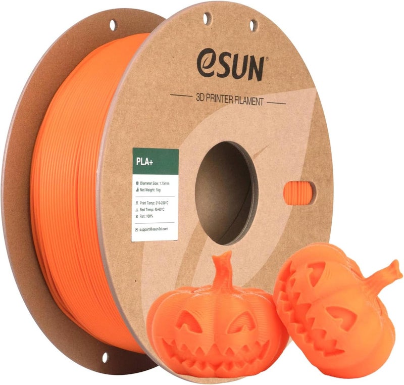 eSUN خيوط PLA+ 1.75 مم 1 كجم، خيوط طابعة ثلاثية الأبعاد بدقة أبعاد +/- 0.03 مم، بكرة كرتونية 1 كجم (2.2 رطل) لخيوط الطباعة ثلاثية الأبعاد، تناسب معظم طابعات FDM ثلاثية الأبعاد، برتقالي - Image 1